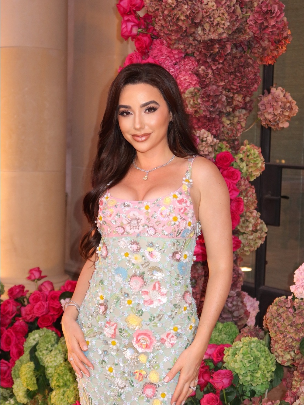 AURORA MISTY GREEN TWILIGHT BLOSSOM DRESS - Midi Cocktail Dress